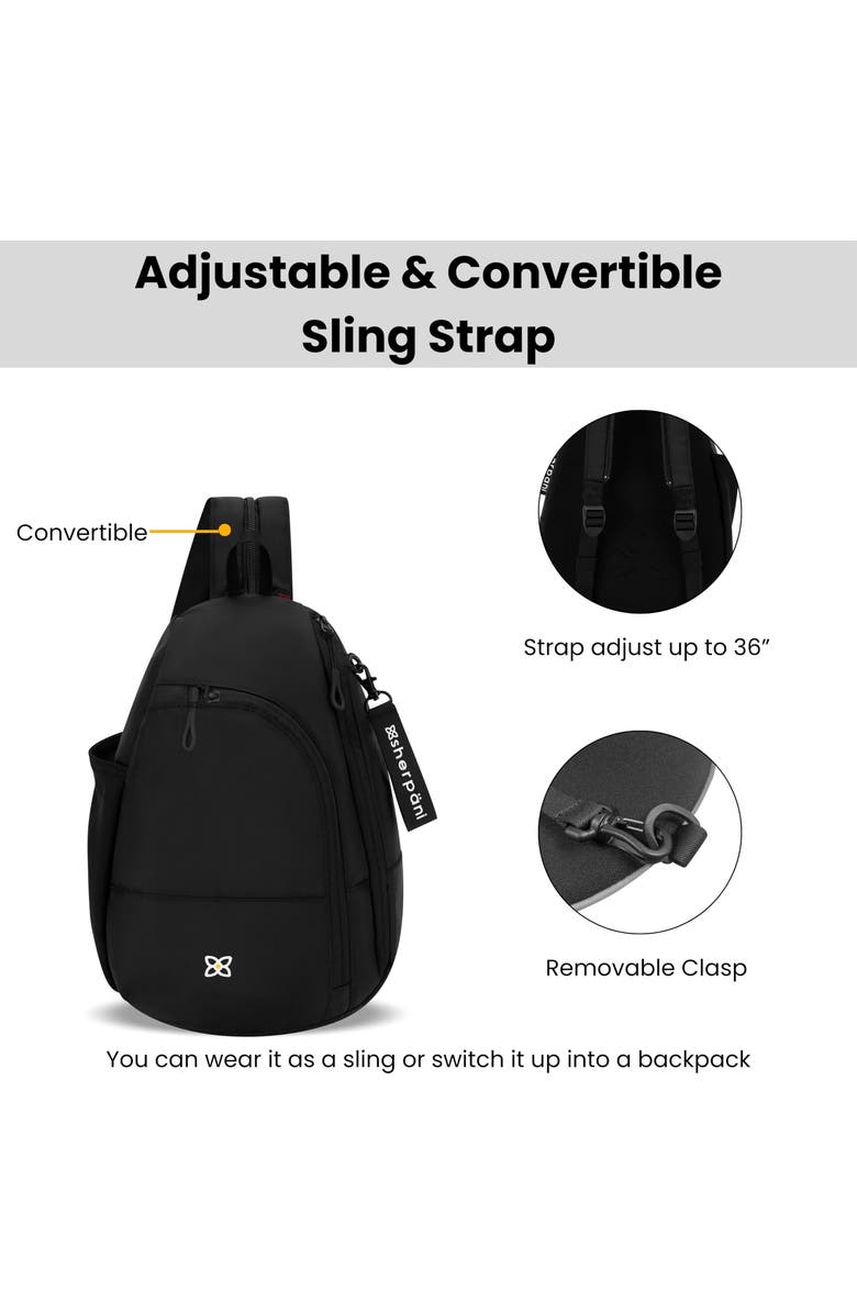 Sherpani Wayfarer Small Convertible 8L Sling Backpack, Alternate, color, Raven