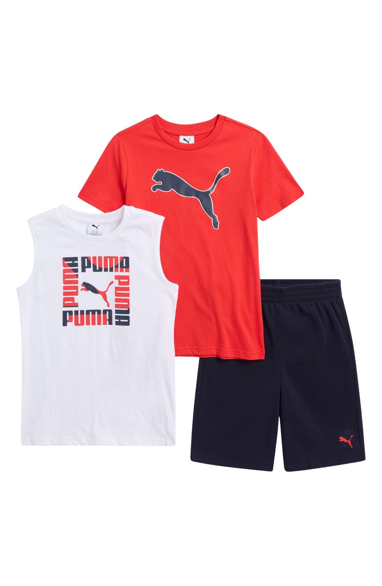 PUMA Kids' 3-Piece Mix & Match T-Shirt, Tank & Shorts Set, Main, color,