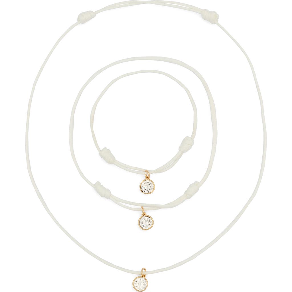 Leith Cubic Zirconia Cord Necklace, Bracelet & Anklet Set In Multi
