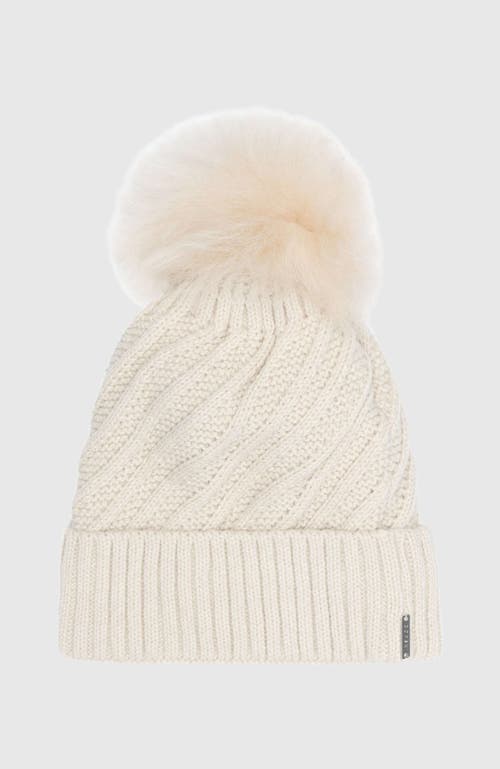 Gorski Knit Beanie With Lamb Shearling Pom In Neutral