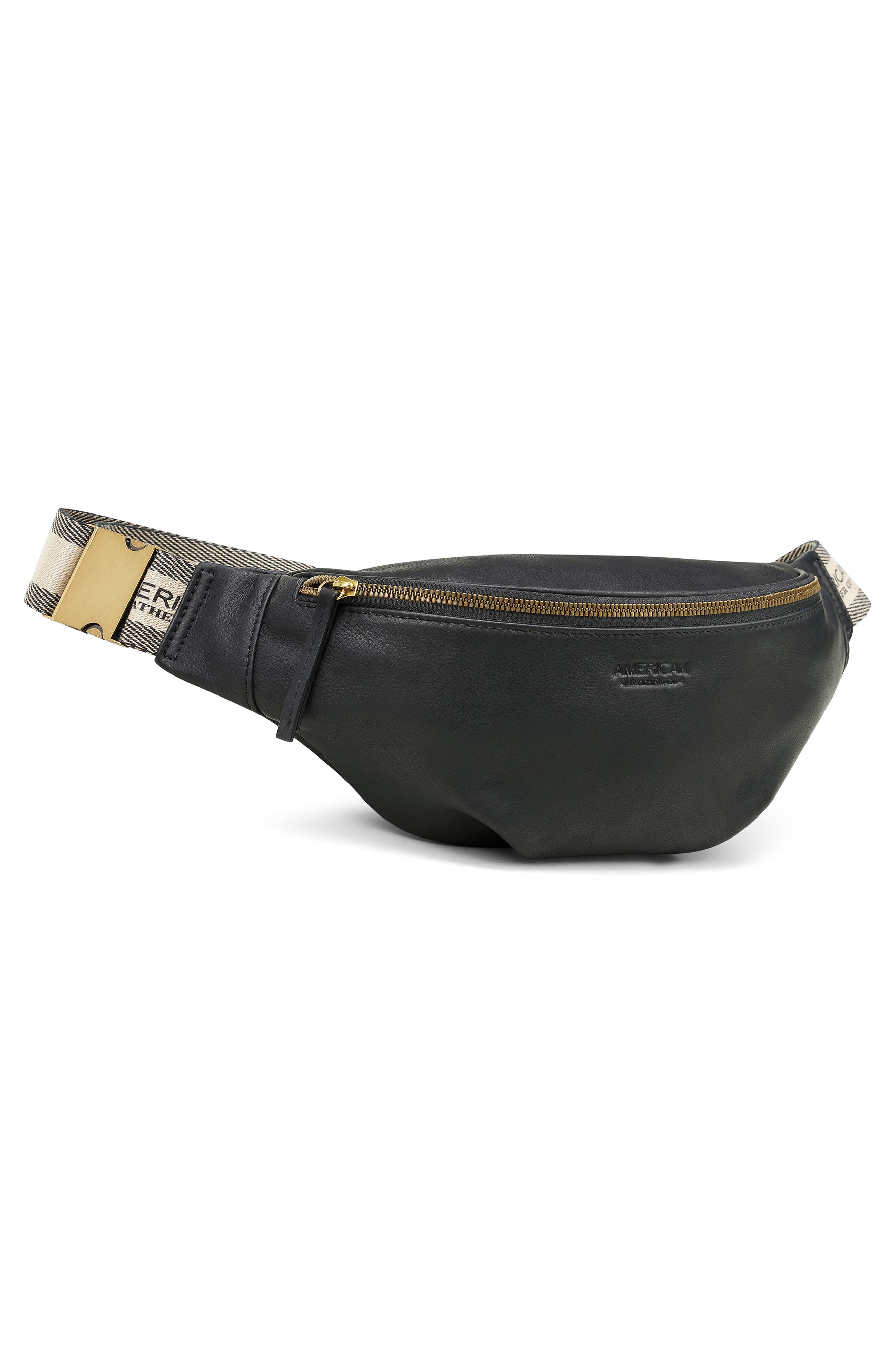 AMERICAN LEATHER CO. Millwood Leather Belt Bag, Alternate, color, Black Smooth