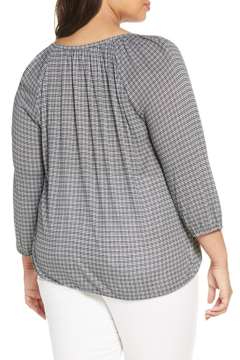 Cheeky Check Peasant Top, Alternate, color, WHITE