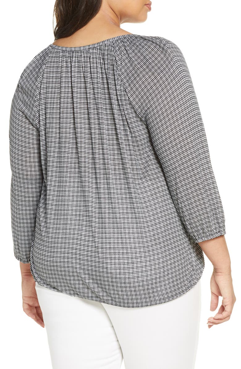 MICHAEL Michael Kors Cheeky Check Peasant Top, Alternate, color, 
