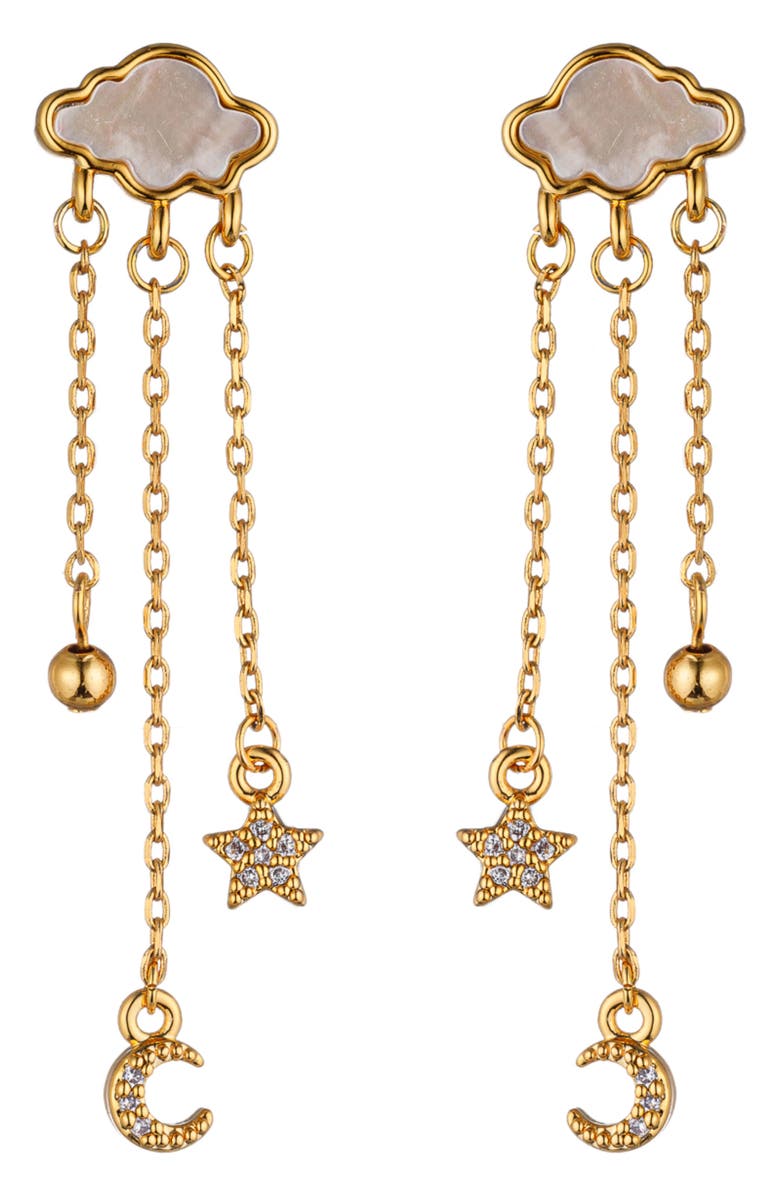 EYE CANDY LOS ANGELES Cloudy Day CZ Star/Moon Drop Earrings, Main, color, Gold