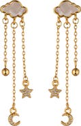 EYE CANDY LOS ANGELES Cloudy Day CZ Star/Moon Drop Earrings