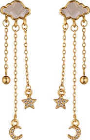 EYE CANDY LOS ANGELES Cloudy Day CZ Star/Moon Drop Earrings