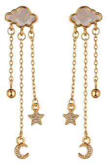 EYE CANDY LOS ANGELES Cloudy Day CZ Star/Moon Drop Earrings