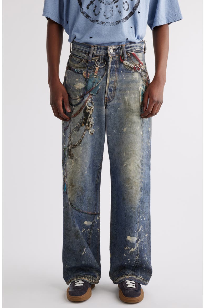 1981 Trompe l'Oeil Loose Fit Cotton Canvas Pants, Main, color, MID BLUE