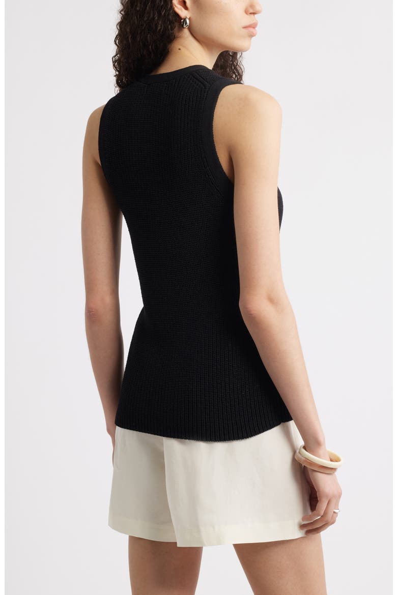 Button Front Cotton Blend Sweater Vest, Alternate, color, BLACK