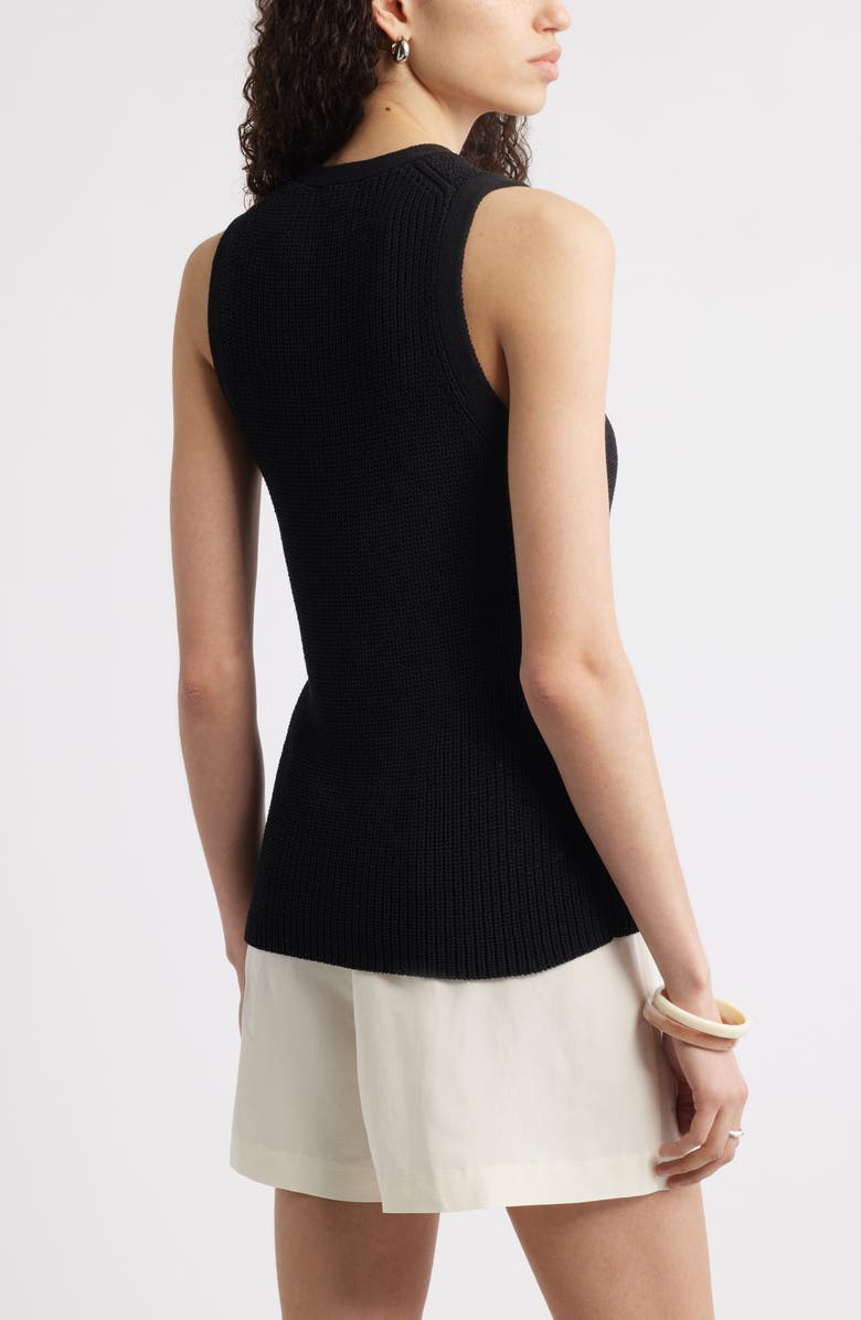 Nordstrom Button Front Cotton Blend Sweater Vest, Alternate, color, Black