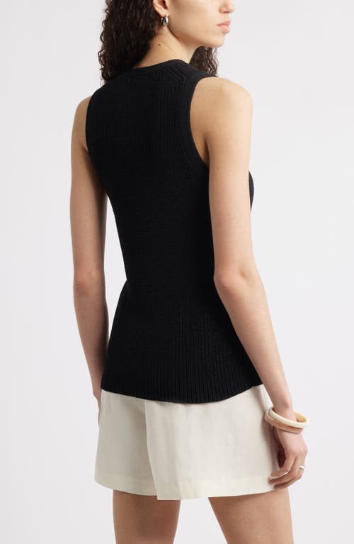 Nordstrom Button Front Cotton Blend Sweater Vest In Black