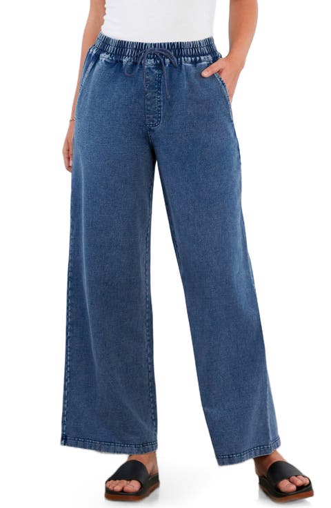 Pull-On Wide Leg Knit Jeans