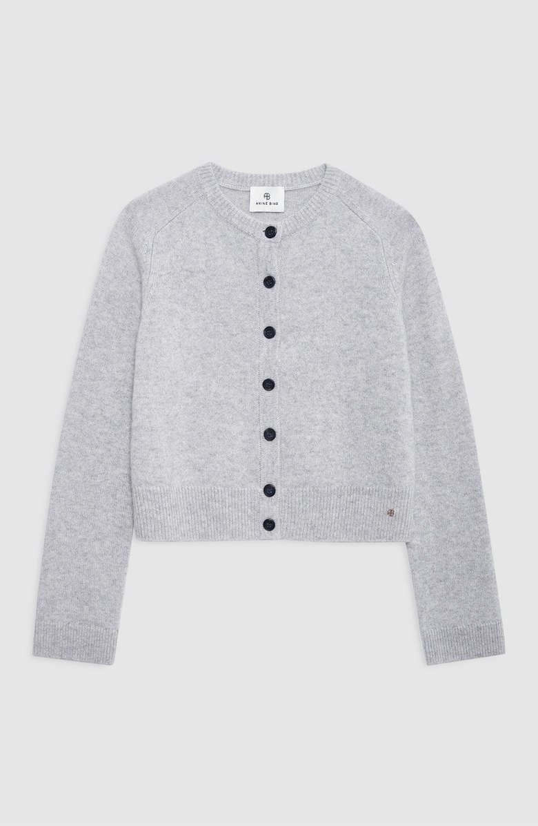 ANINE BING Joye Cardigan, Alternate, color, Light Heather Grey
