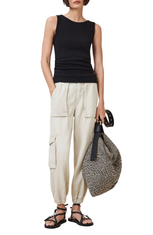 Allsaints Freda Tapered Cargo Trousers In Ecru White