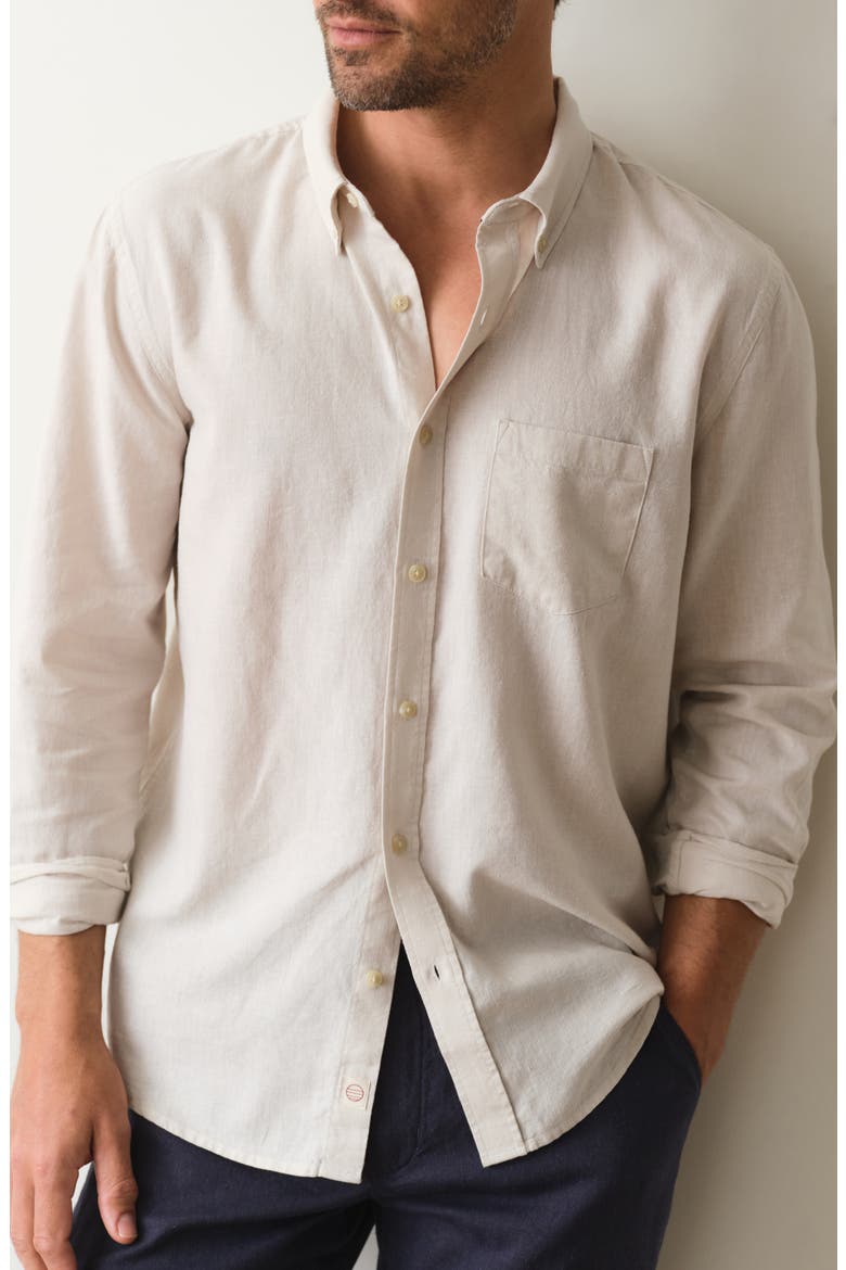 Better-than-Linen Hemp Blend Button-Up Shirt, Main, color, FLAX