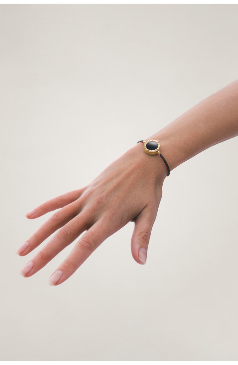CERRET 24K Gold Plated With Black Enamel Luxury Safety Bracelet, Alternate, color, 24K Gold Plated