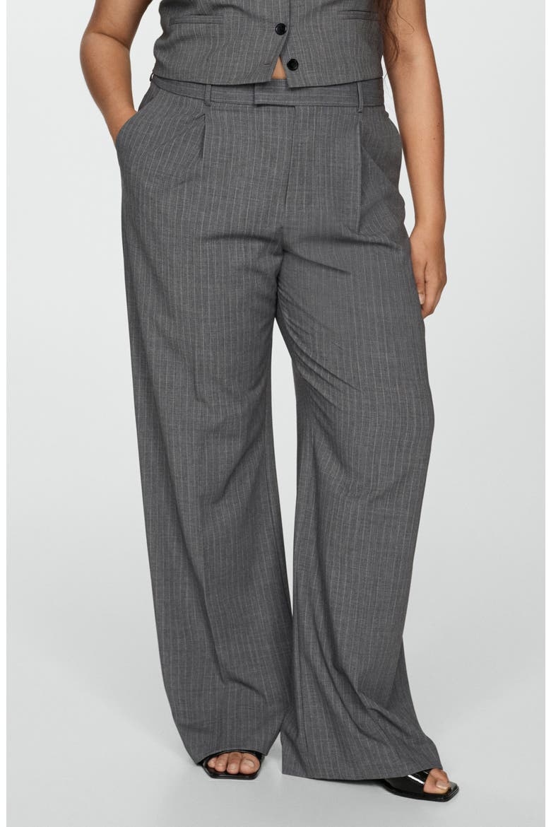 Pinstripe Pleat Front Pants, Alternate, color, GREY