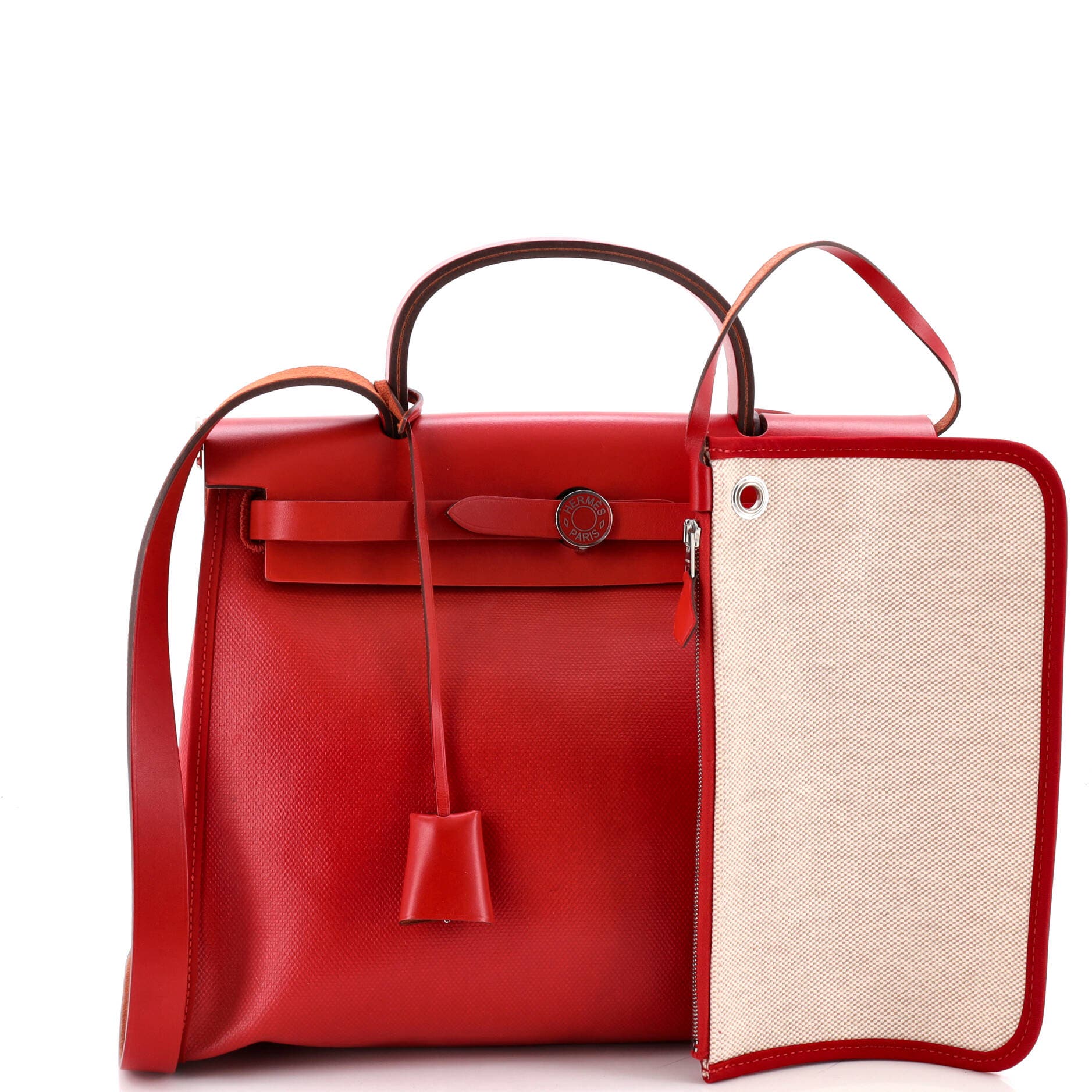 Herbag Zip Berline Vache Canvas and Leather 31, Alternate, color, Red