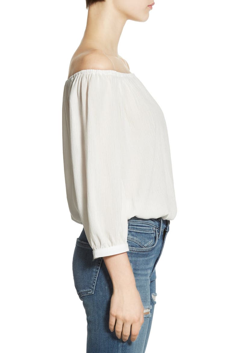 Off the Shoulder Peasant Top, Alternate, color, WHITE