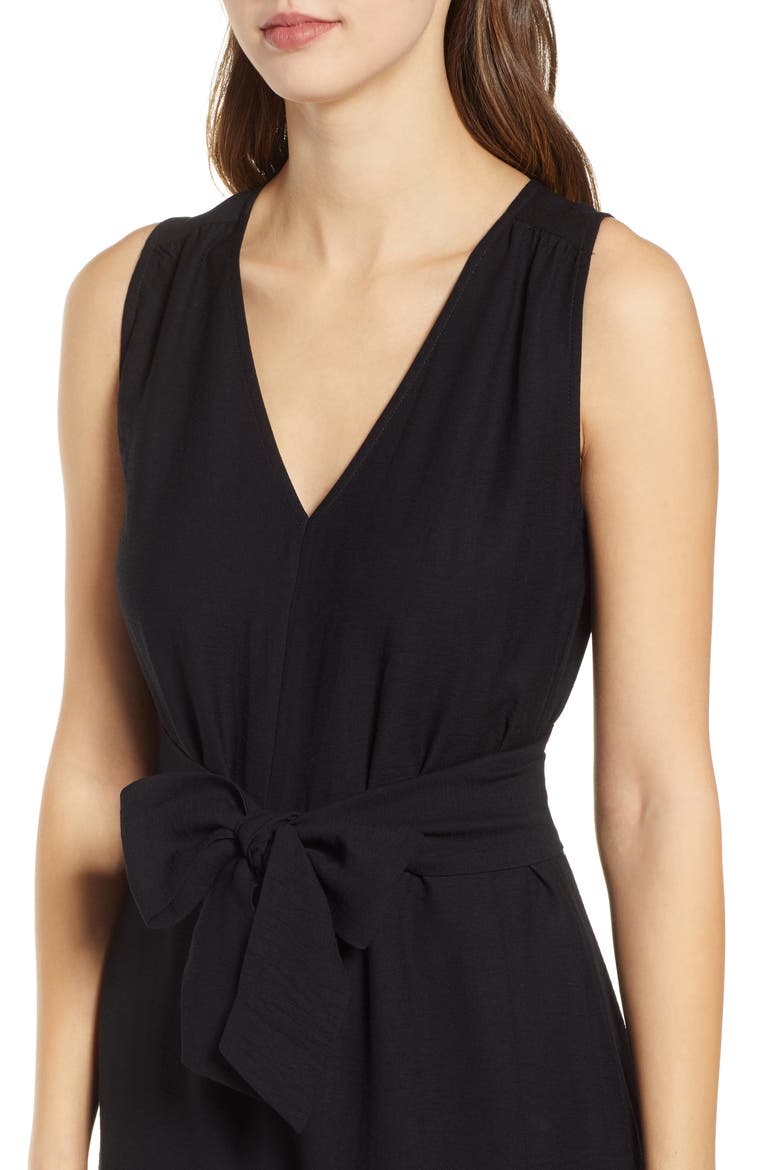 Tie Front Jumpsuit, Alternate, color, BLACK