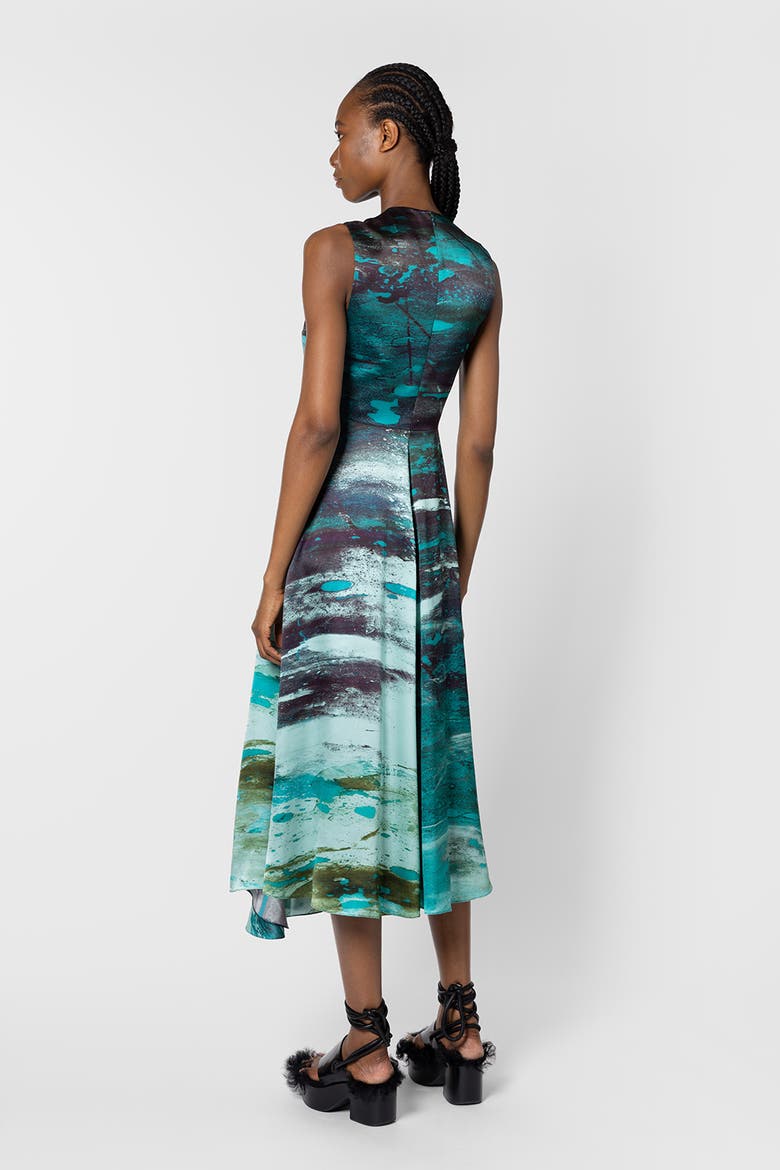 Tera Printed Midi Dress, Alternate, color, Brush Teal / Mint
