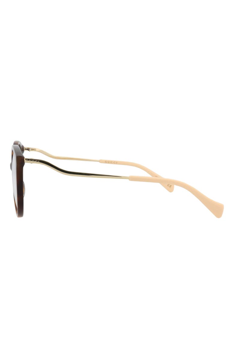 Gucci 52mm Round Optical Glasses, Alternate, color, Havana Gold Transparent