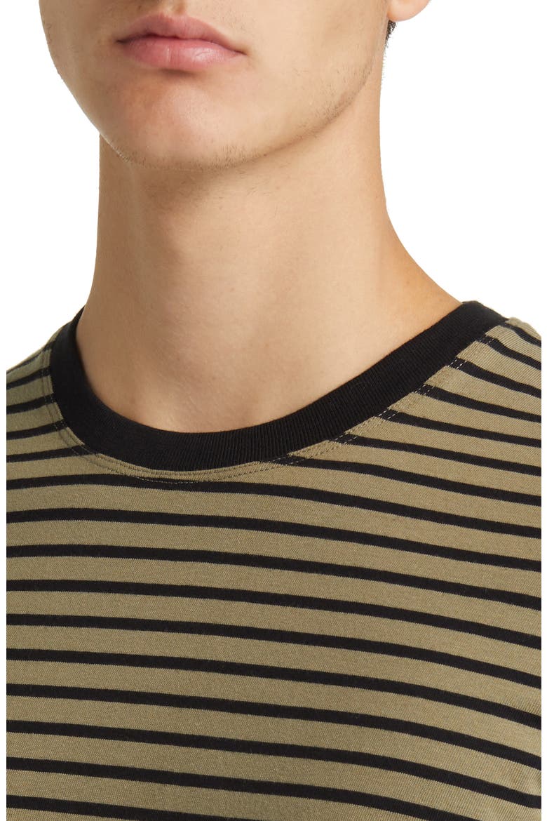 Stripe Crewneck T-Shirt, Alternate, color, KHAKI GREEN/ NOIR
