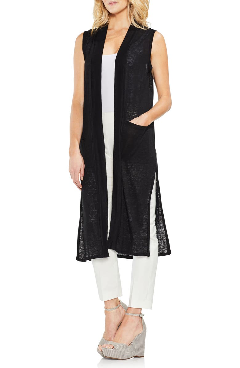 Vince Camuto Long Linen Knit Vest, Main, color, 