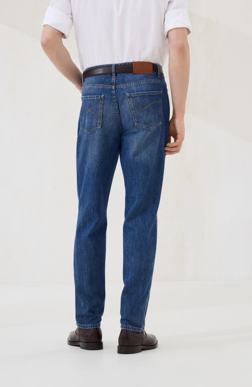 Brunello Cucinelli Relaxed Fit Denim Pants With Tapered Leg In Blue
