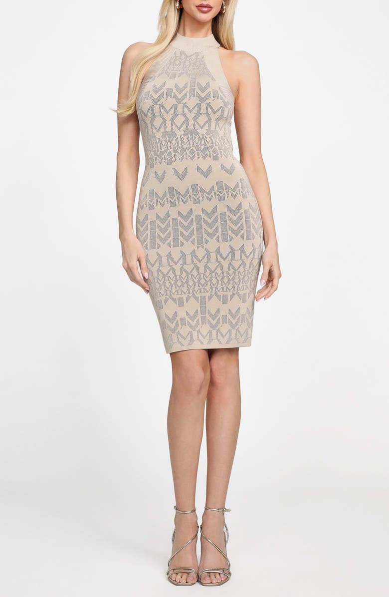 Marciano Billie Monogram Jacquard Sweater Dress, Main, color, Dreamy Moon