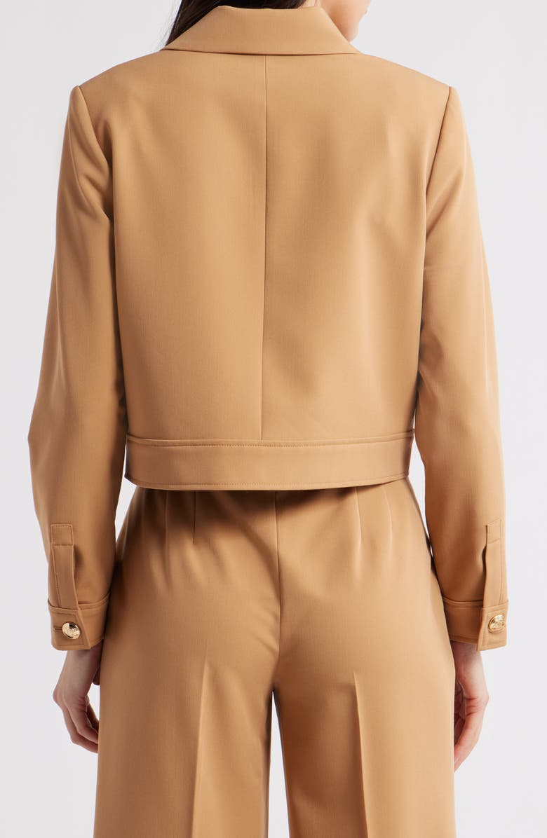 Tahari ASL Woven Crop Jacket, Alternate, color, Camel