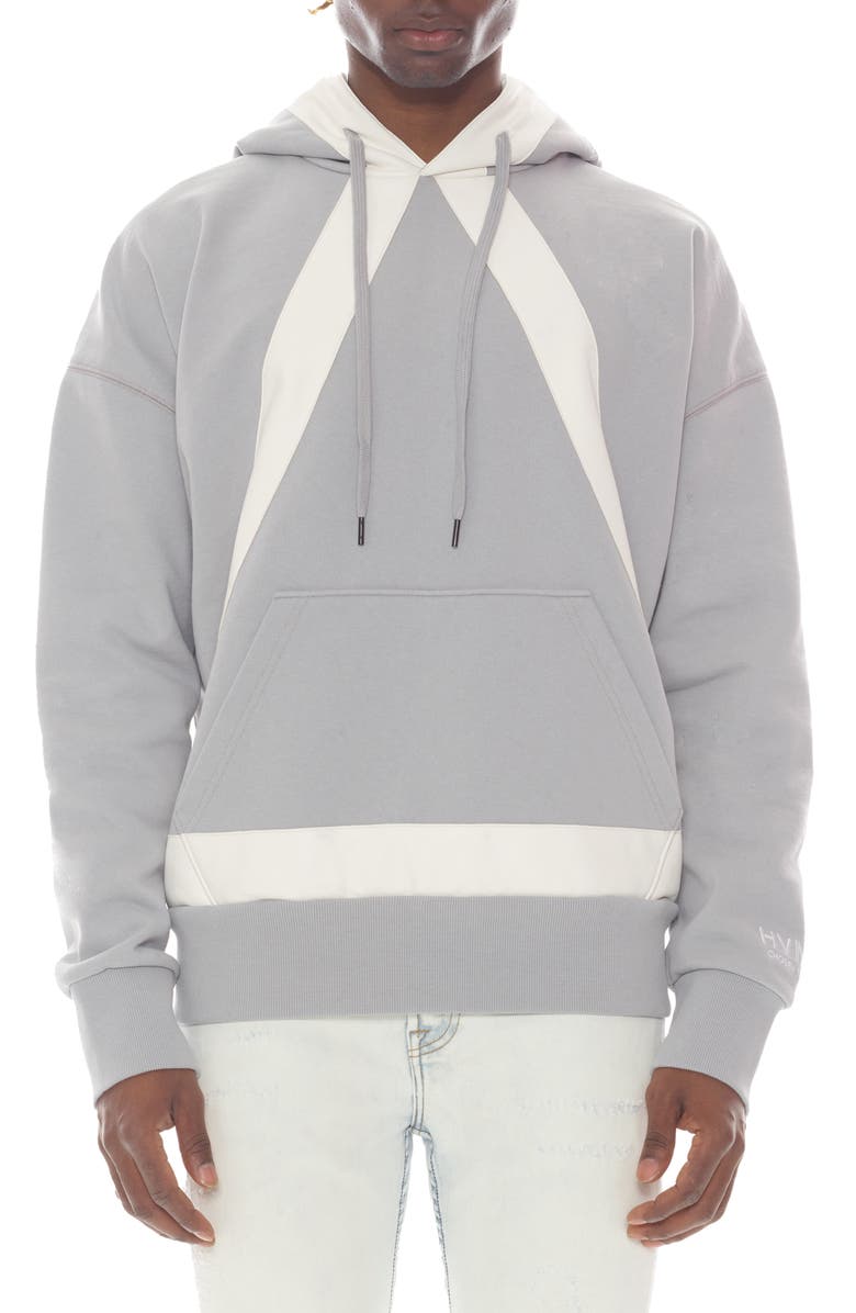 HVMAN Taped Cotton Hoodie, Main, color, Ghost Grey