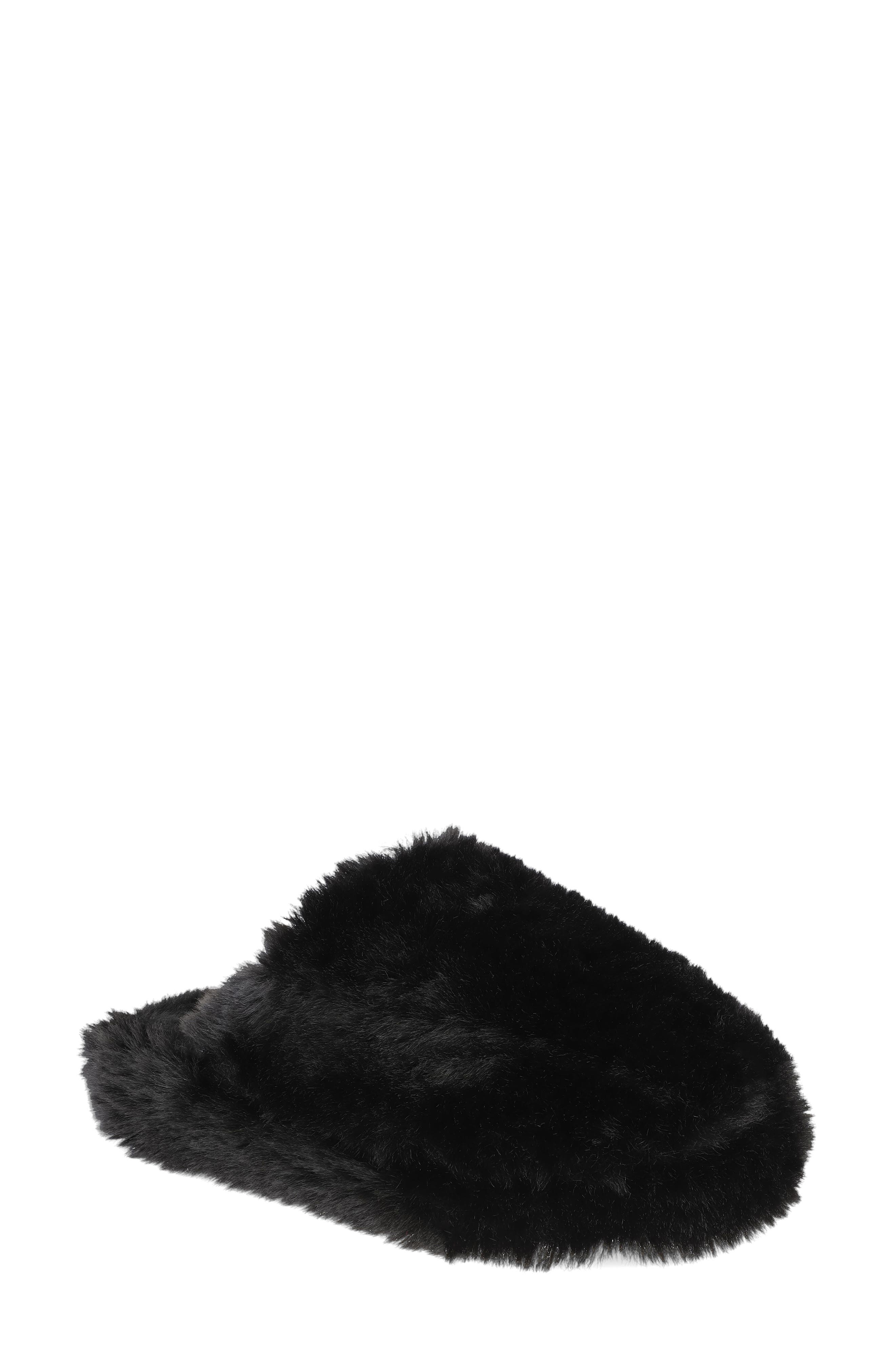 MIA Sled Faux Fur Slipper, Main, color, Black
