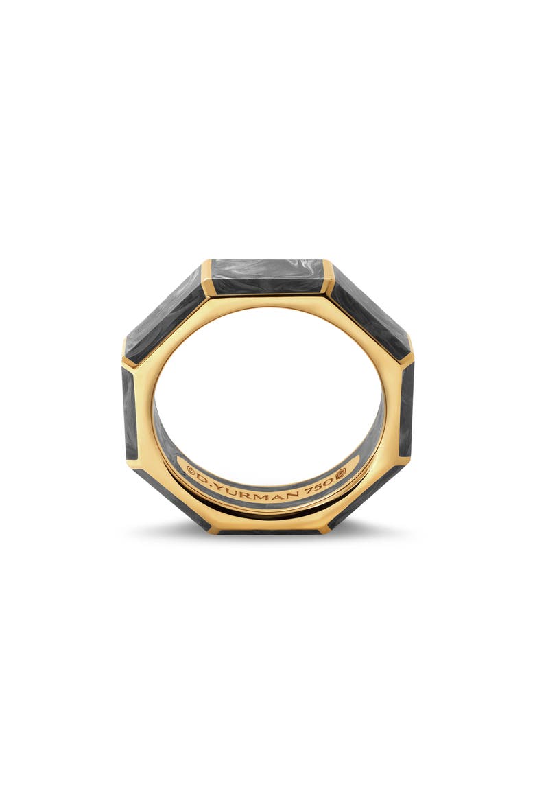 Forged Carbon Faceted Band Ring with 18K Yellow Gold, Alternate, color, YELLOW GOLD
