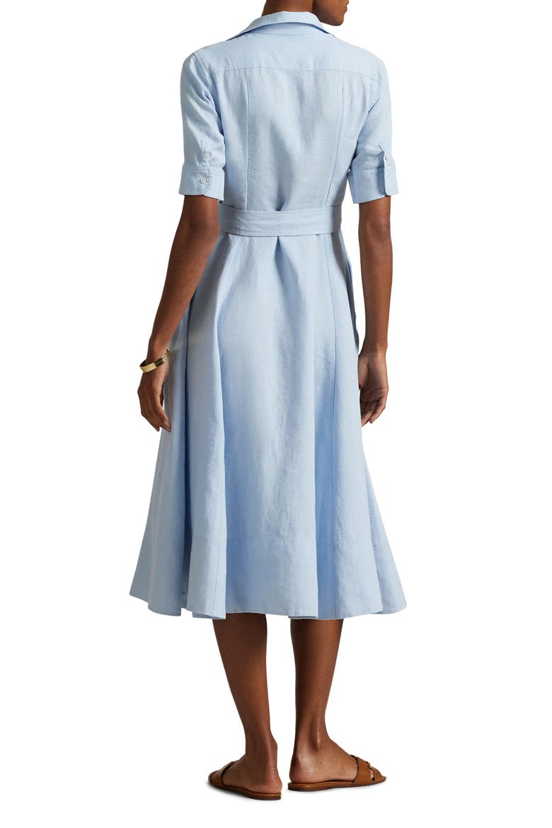 Belted A-Line Linen Shirtdress, Alternate, color, COLD SPRING