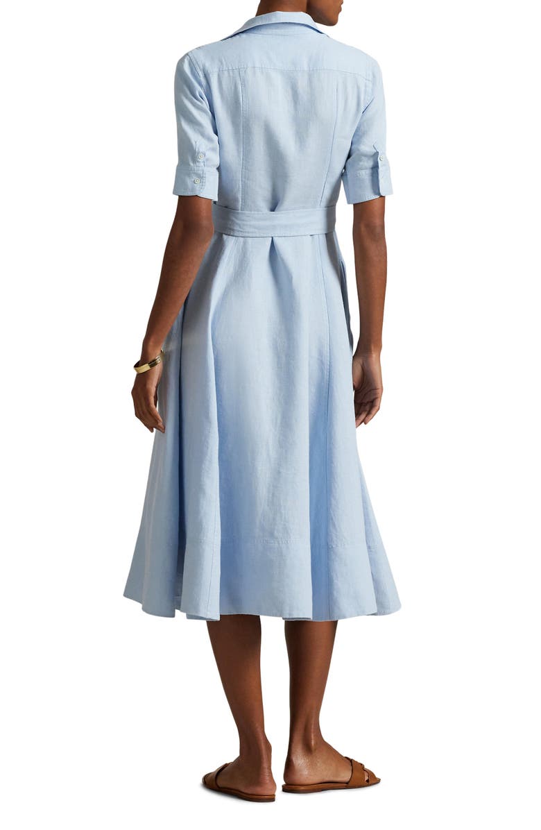 Polo Ralph Lauren Belted A-Line Linen Shirtdress, Alternate, color, Cold Spring