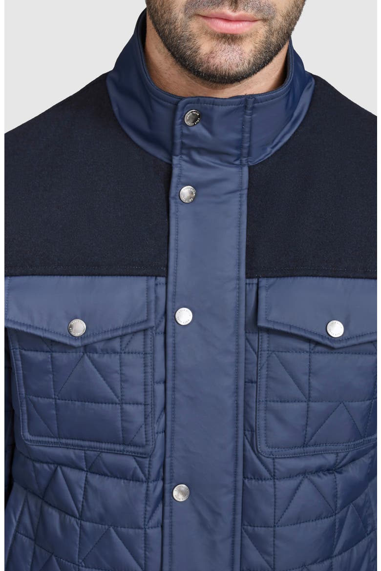 Mixed Media Quilted Jacket, Alternate, color, NAVY