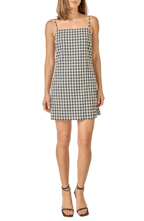 Check Sleeveless Sheath Minidress