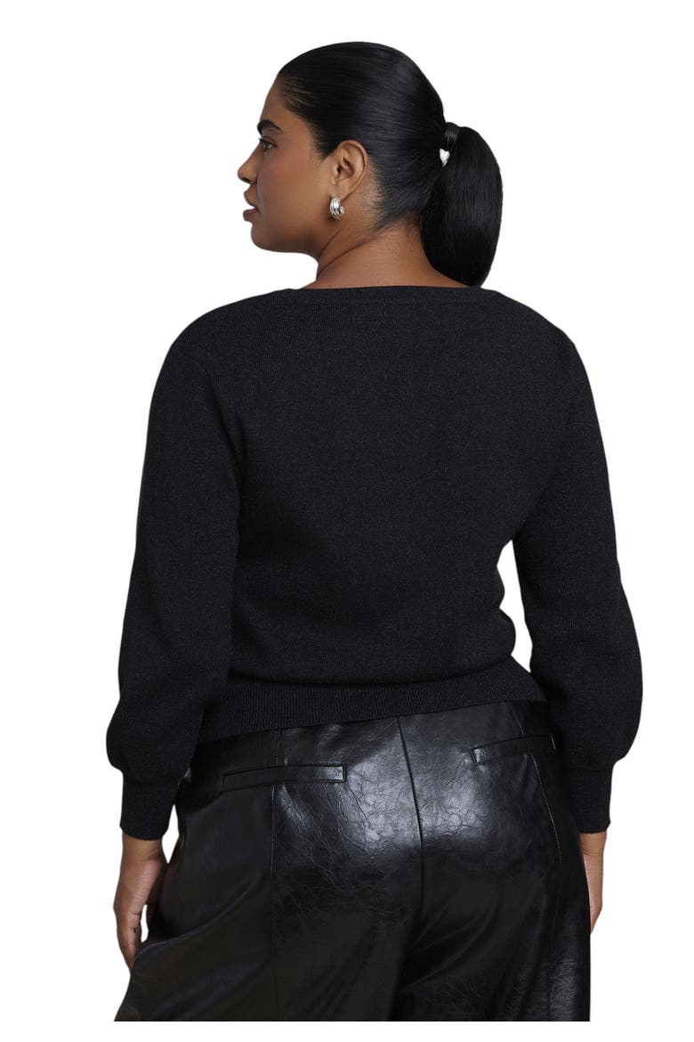 Button Detail Sweater (plus), Alternate, color, BLACK ONYX