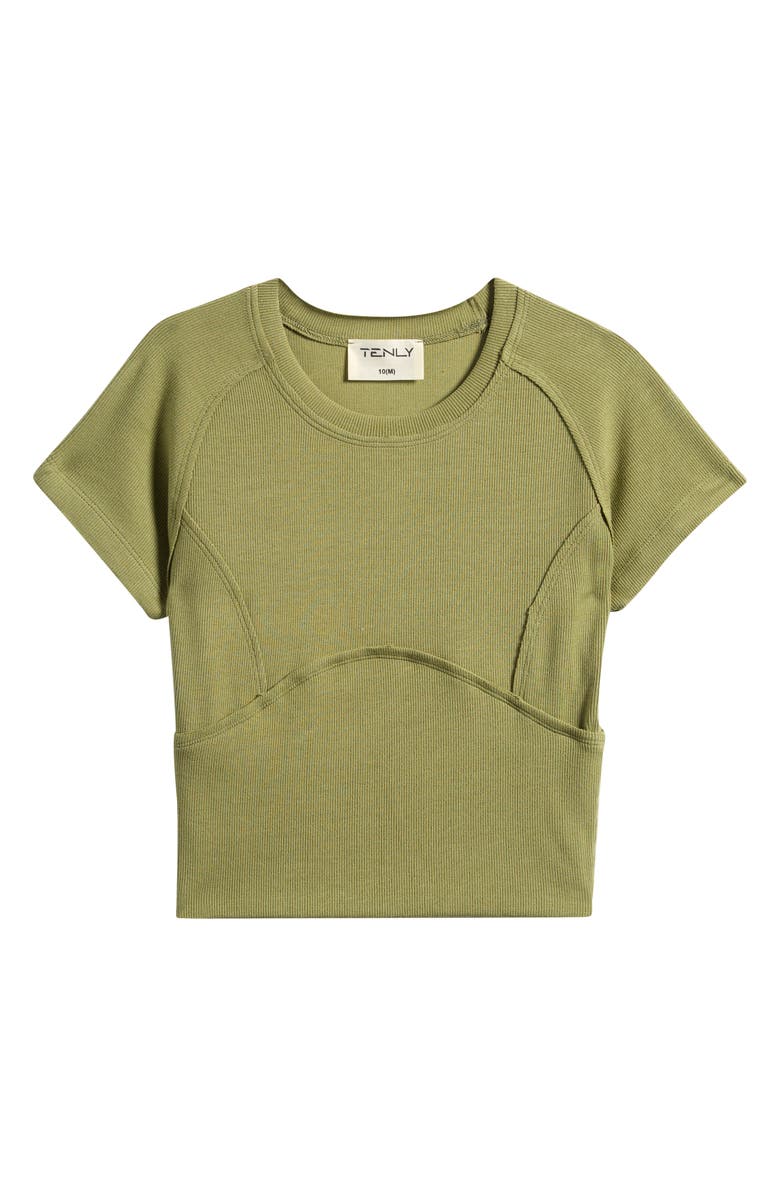 TENLY Kids' Rib Lapped Seam T-Shirt, Main, color, Matcha Tea