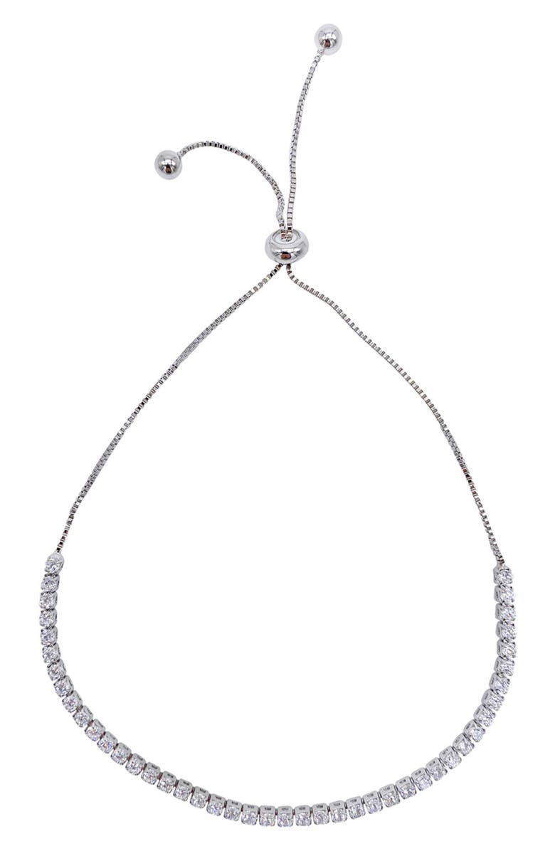 Adornia Cubic Zirconia Bar Pendant Necklace, Bracelet & Stud Earrings Set, Alternate, color, Silver