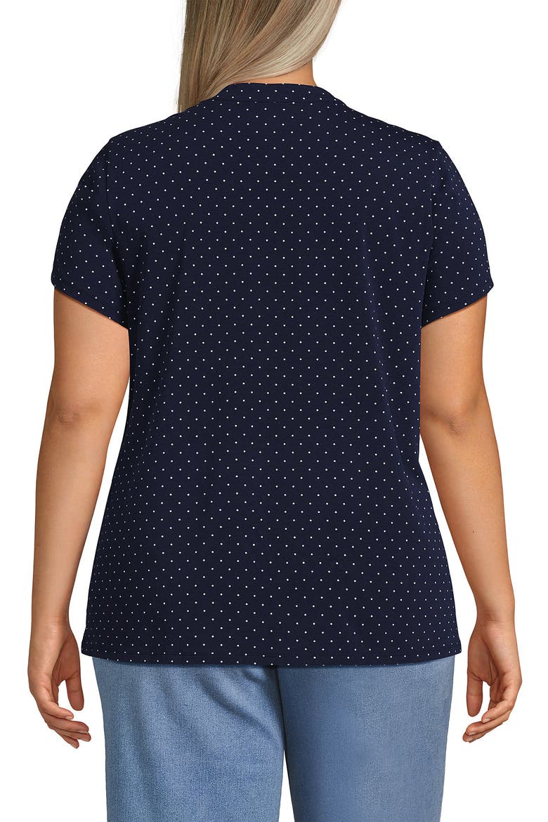 Plus Size Lightweight Jersey Button Pintuck Top, Alternate, color, Deep Sea Navy Pin Dot