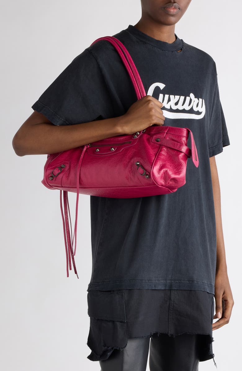 Balenciaga Le City Leather East/West Shoulder Bag, Alternate, color, 5729 Framboise