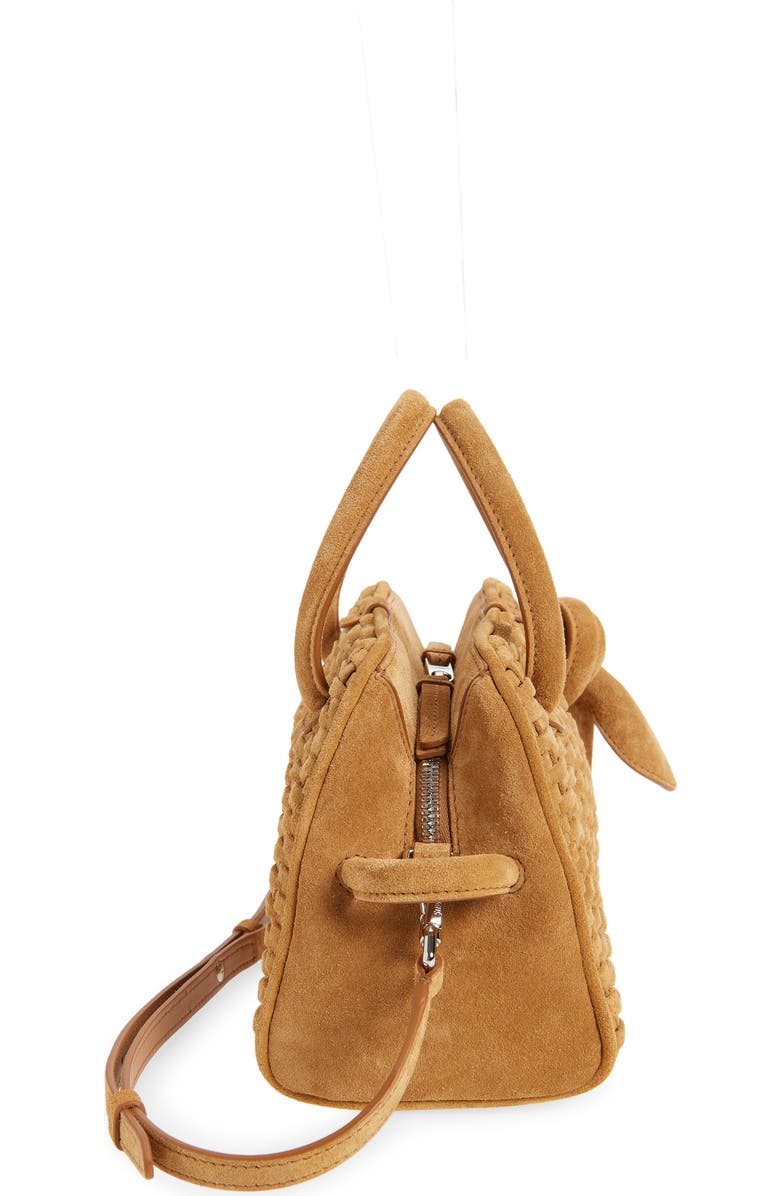 Jacquemus Le Petit Turismo Woven Suede Bowling Bag, Alternate, color, Camel 830
