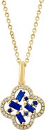 EFFY Sapphire & Diamond Clover Pendant Necklace
