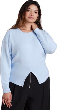 ELOQUII Zipper Hem Sweater