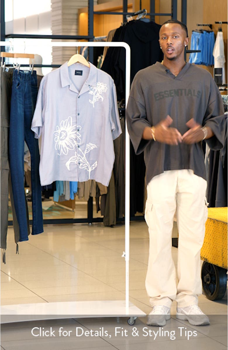 Weave Floral Embroidered Camp Shirt, sales video thumbnail