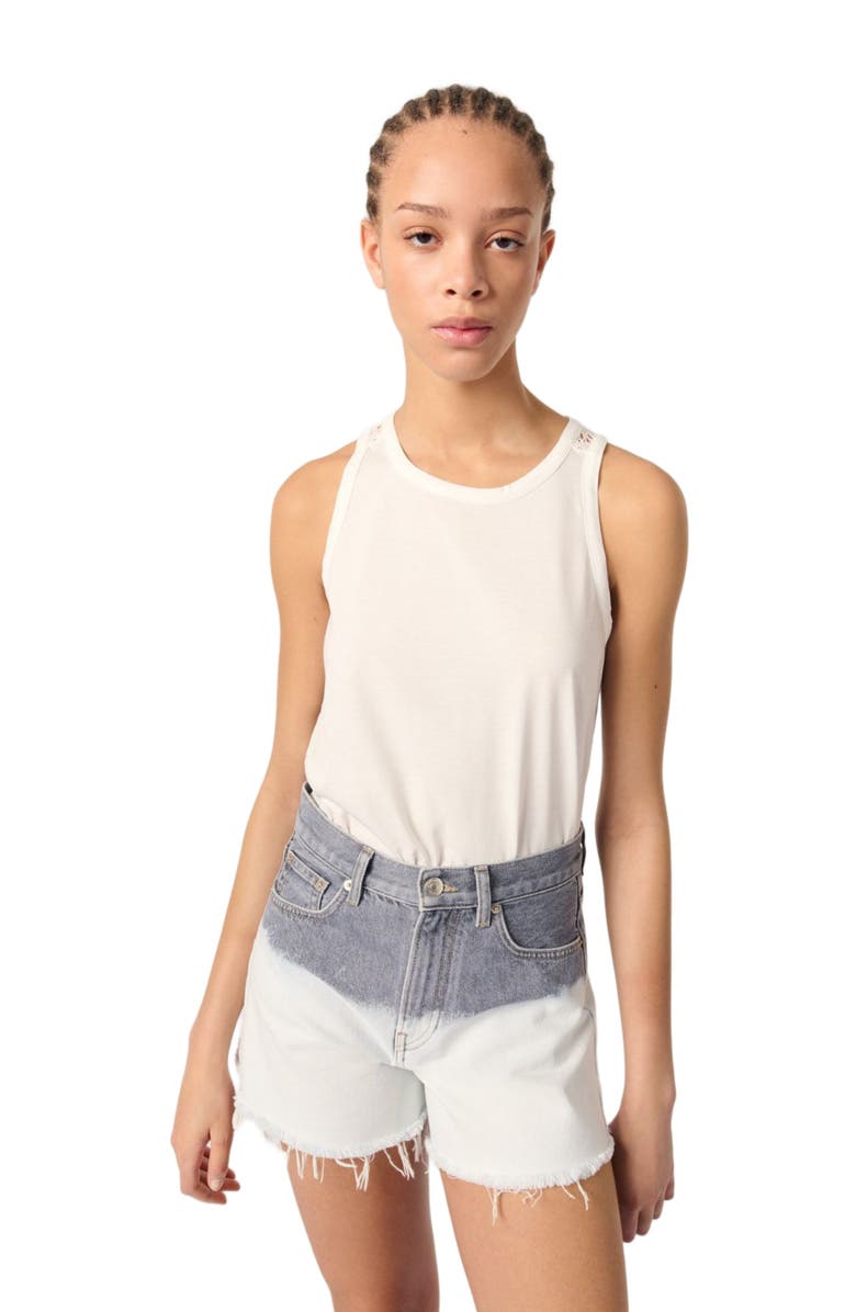 maje Tie-dye denim shorts, Alternate, color, Grey/White