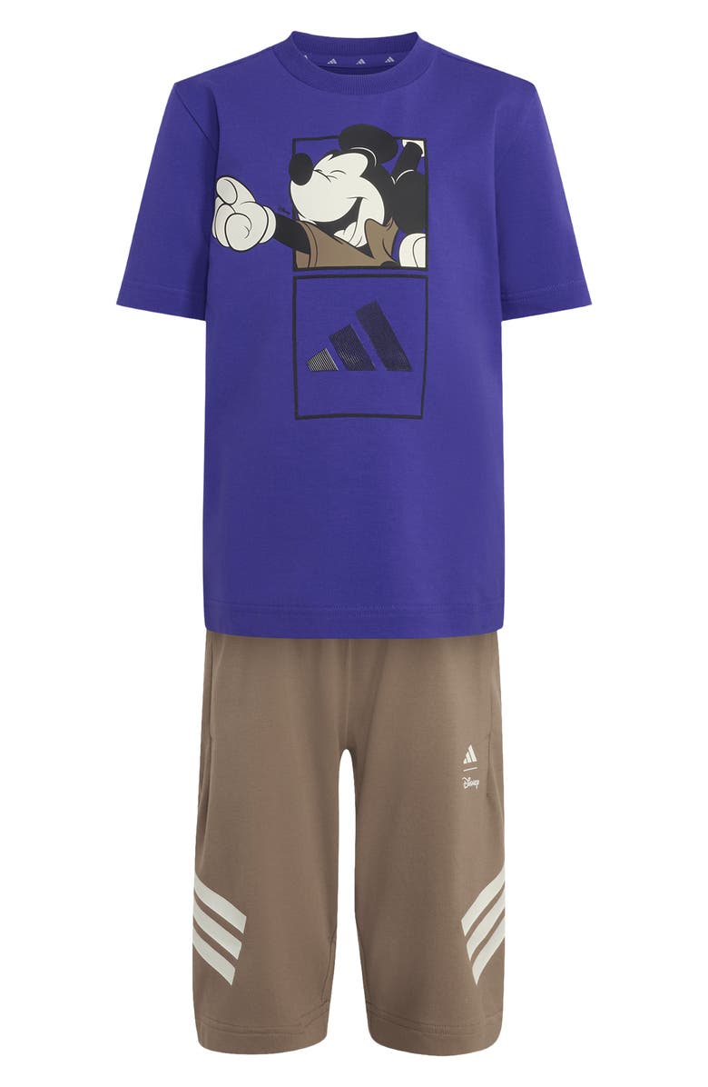 adidas Originals x Disney Kids' Mickey Mouse Graphic T-Shirt & Shorts Set, Main, color, Pure Purple/ Off White