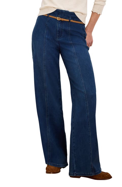 Weekend High Waist Belted Wide Leg Jeans